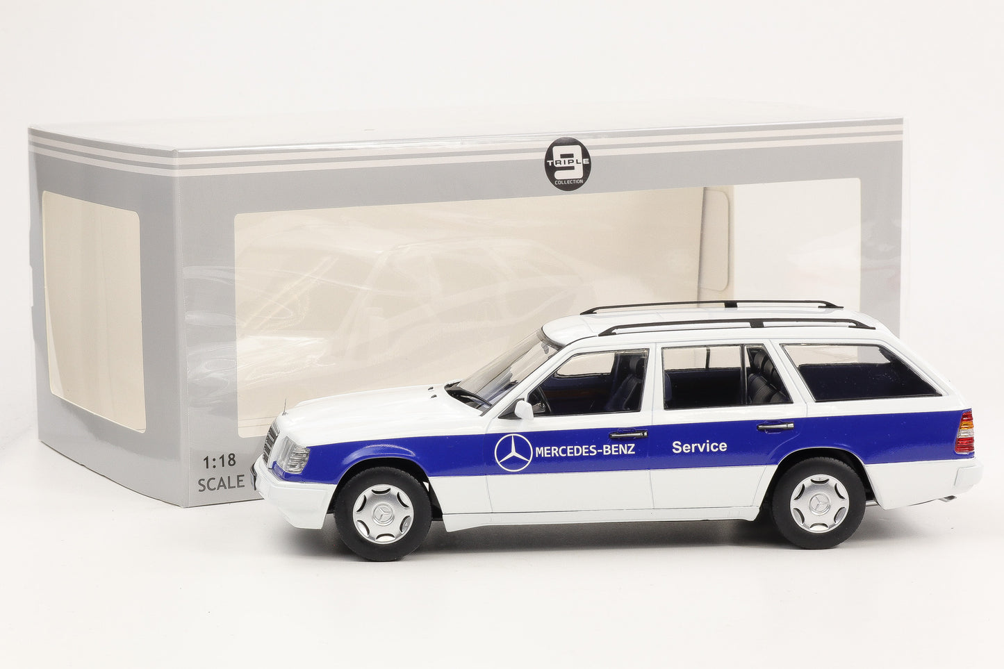 1:18 Triple9 Mercedes-Benz E-Klasse T-Modell S124 Service 1995 weiß Turbodiesel