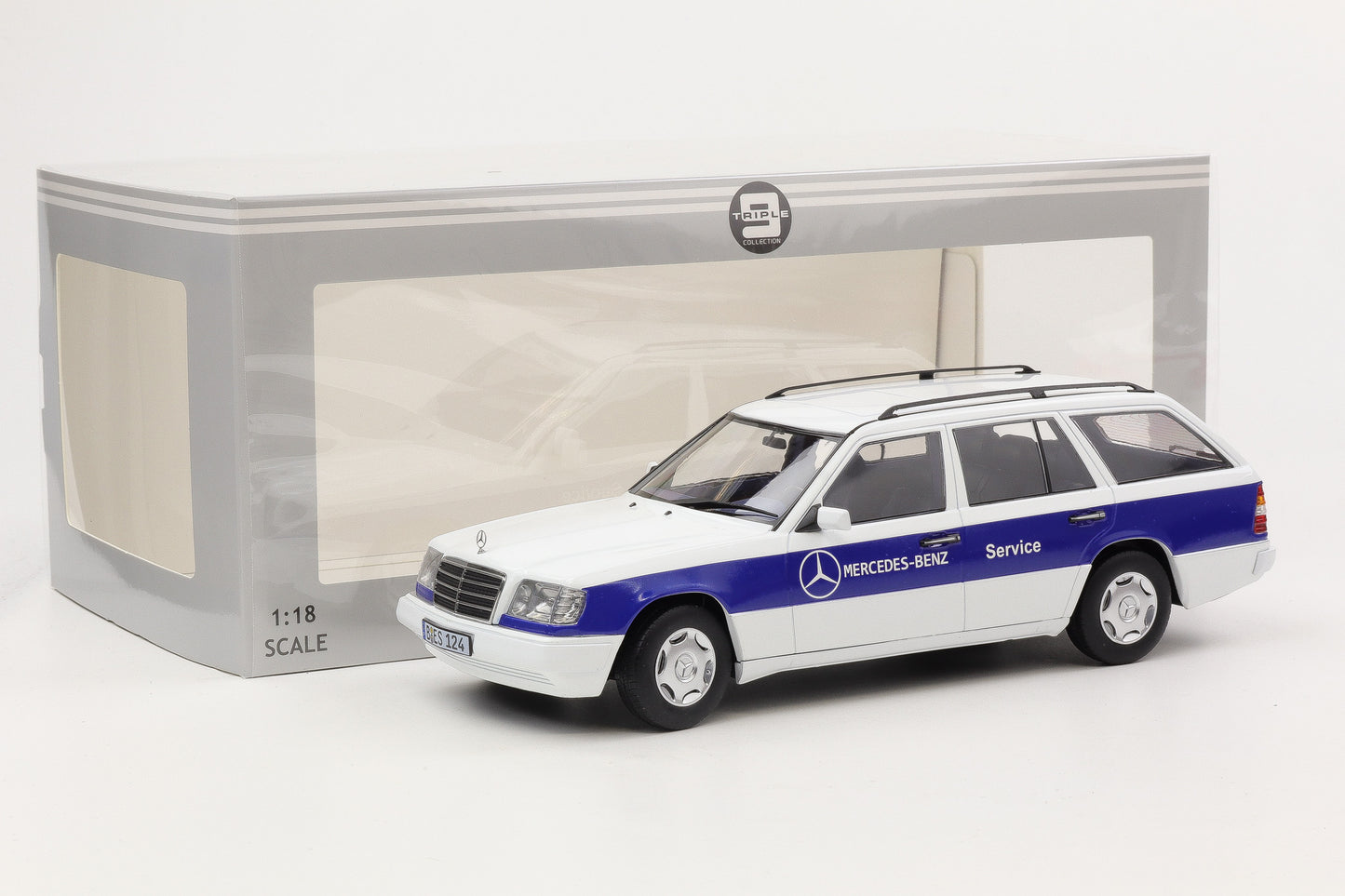 1:18 Triple9 Mercedes-Benz E-Klasse T-Modell S124 Service 1995 weiß Turbodiesel