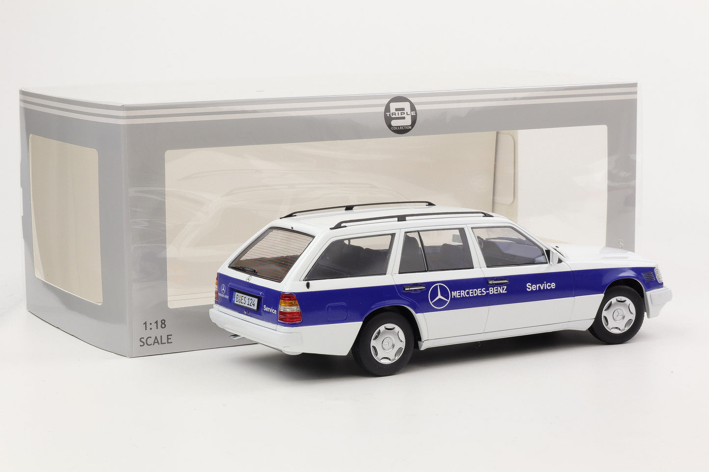 1:18 Triple9 Mercedes-Benz E-Klasse T-Modell S124 Service 1995 weiß Turbodiesel