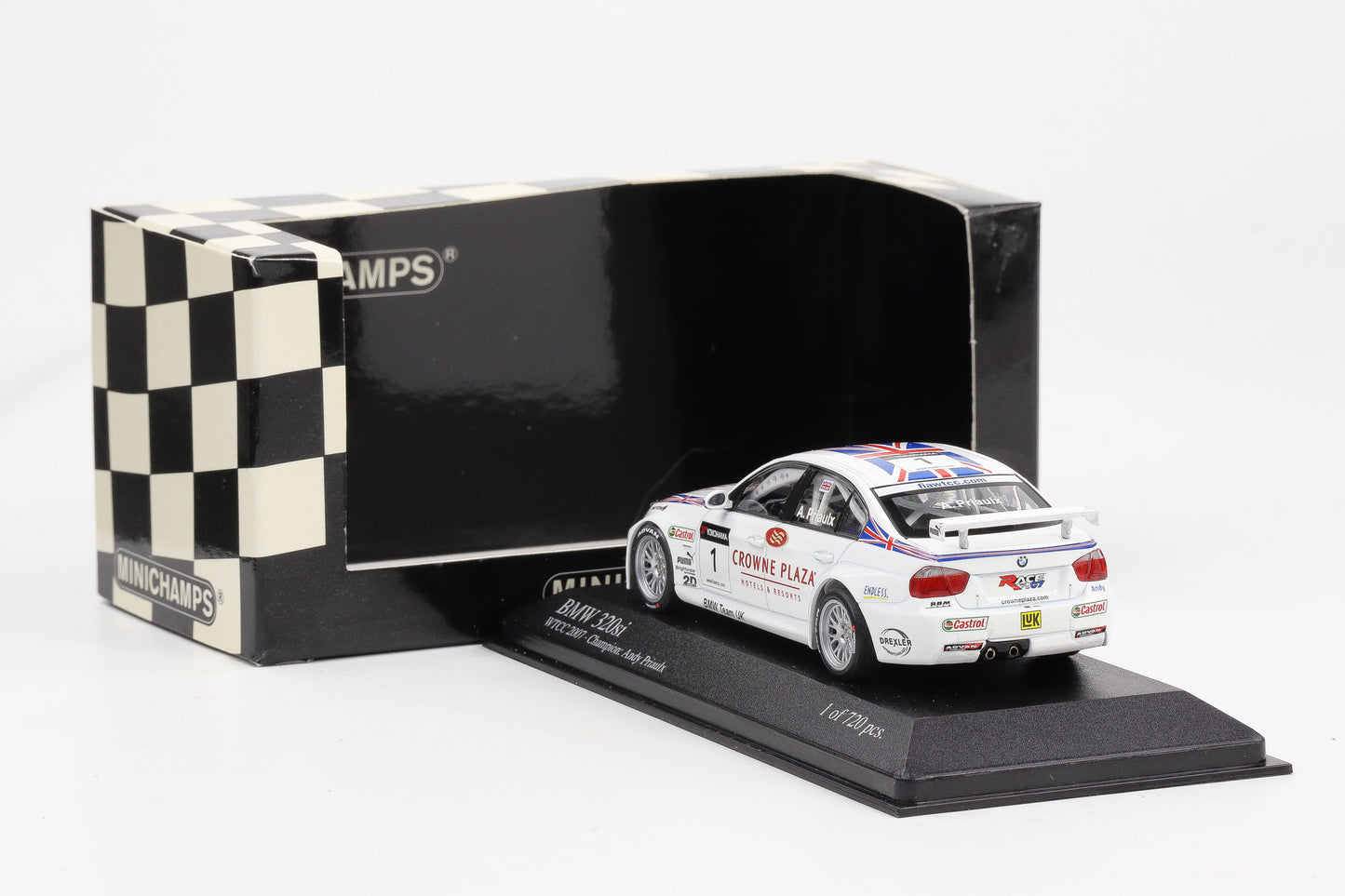 1:43 Minichamps BMW 320si WTCC Porto  2007 BMW Team UK Winner A. Priaulx