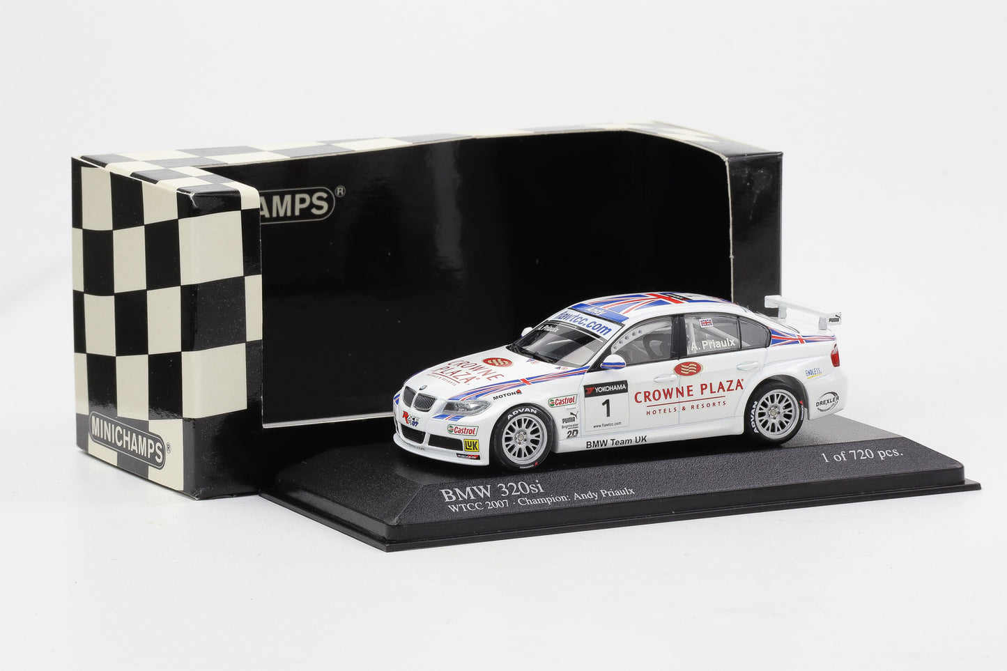 1:43 Minichamps BMW 320si WTCC Porto  2007 BMW Team UK Winner A. Priaulx