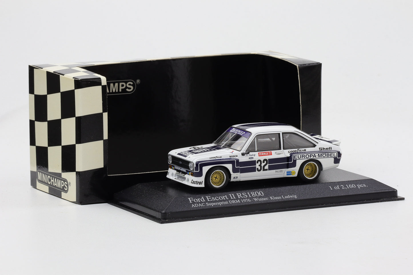1:43 Minichamps Ford Escort II RS 1800 ADAC Supersprint DRM 1976 Winner Ludwig