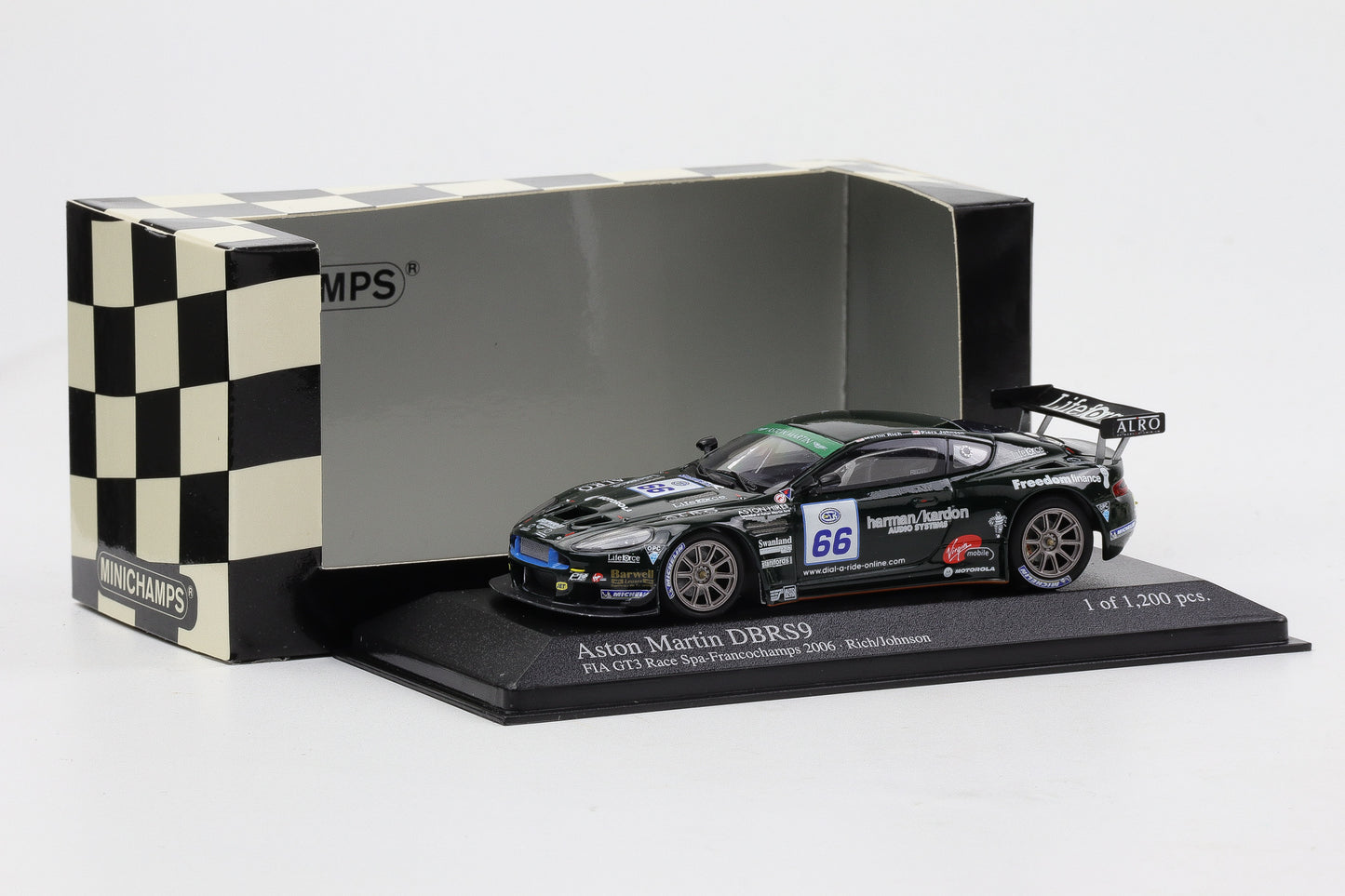 1:43 Minichamps Aston Martin DBRS9 FIA GT3 Race Spa 2006 #66 Johnson Rich