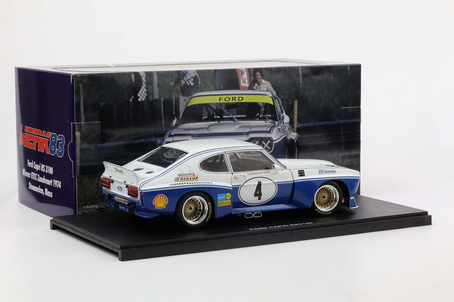 1:18 Werk83 Ford Capri RS 3100 #4 Sieger ETCC Zandvoort 1974 R.Stommelen J.Mass