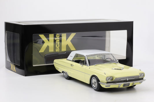 1:18 KK-Scale Ford Thunderbird Hardtop Coupe 1966 hellgelb weiß „Flair Birds“