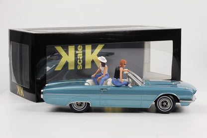 1:18 KK-Scale Ford Thunderbird 1966 like Movie Thelma & Louise hellblau mit Figuren