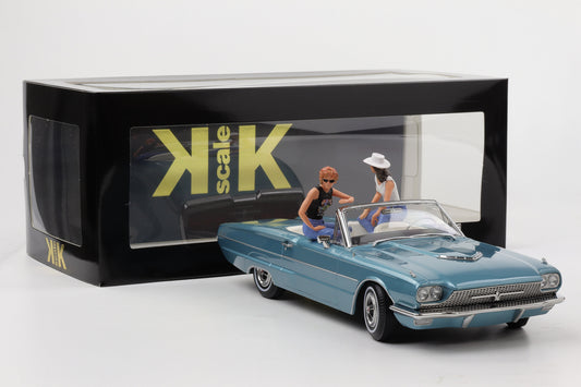 1:18 KK-Scale Ford Thunderbird 1966 like Movie Thelma & Louise hellblau mit Figuren