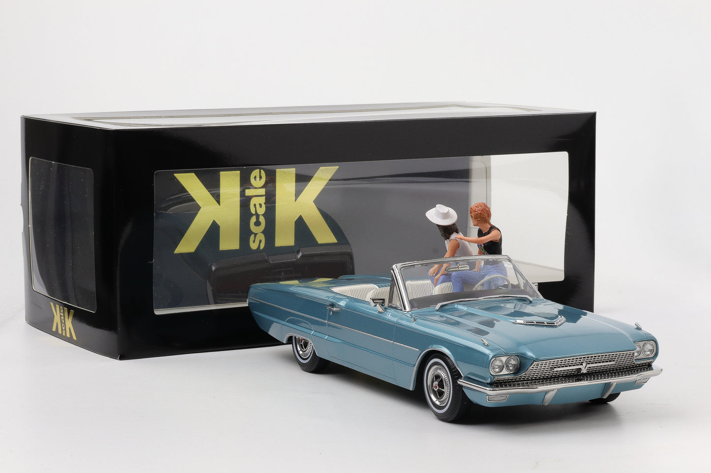1:18 KK-Scale Ford Thunderbird 1966 like Movie Thelma & Louise hellblau mit Figuren