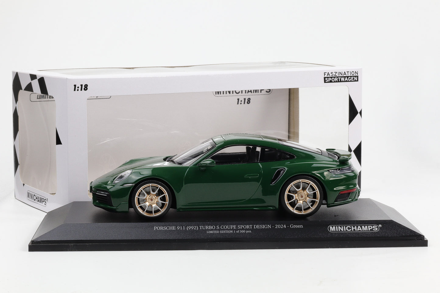 1:18 Minichamps Porsche 911 992 Turbo S Coupe Sport Design 2024 grün 300 pcs