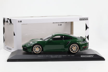 1:18 Minichamps Porsche 911 992 Turbo S Coupe Sport Design 2024 grün 300 pcs