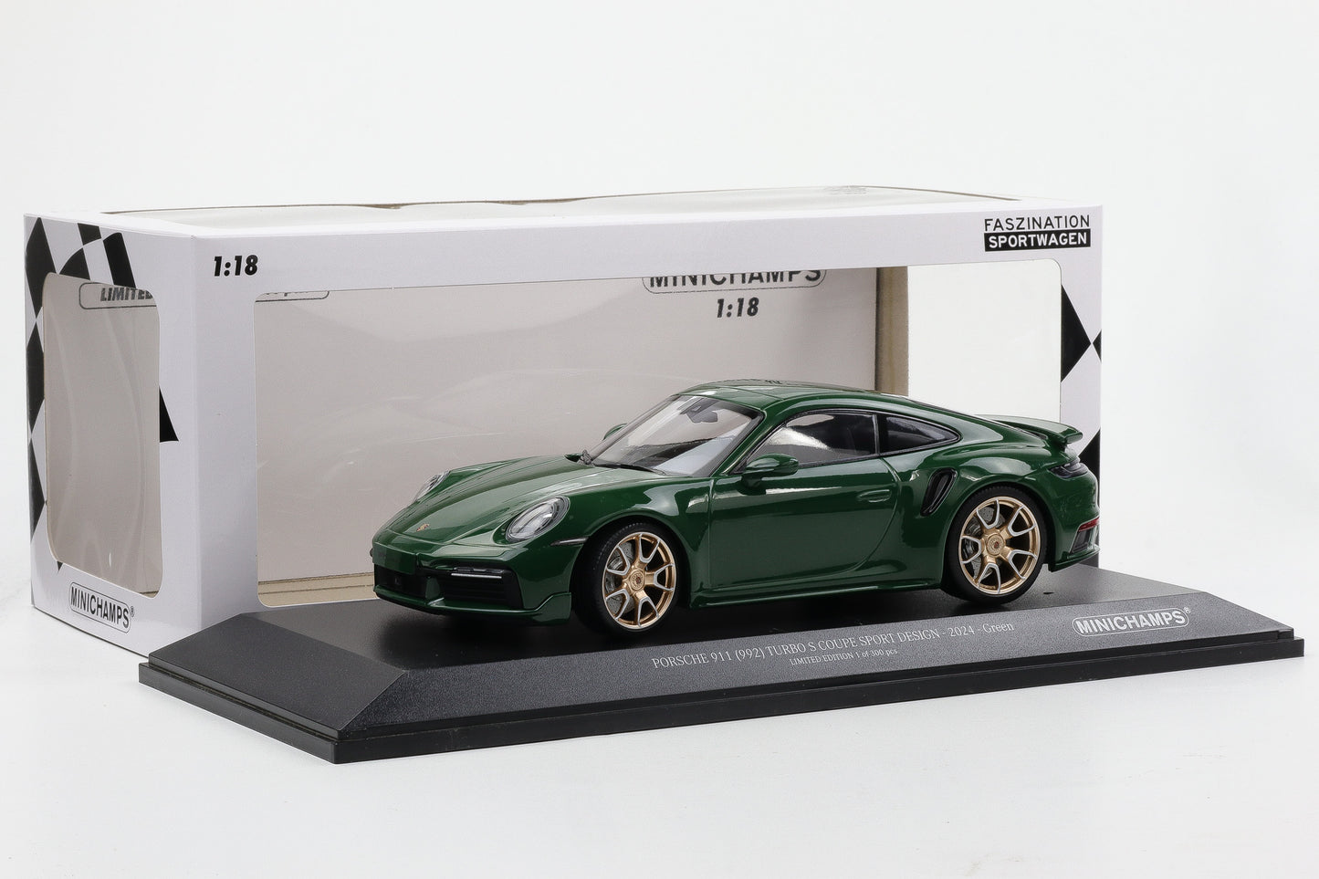 1:18 Minichamps Porsche 911 992 Turbo S Coupe Sport Design 2024 grün 300 pcs