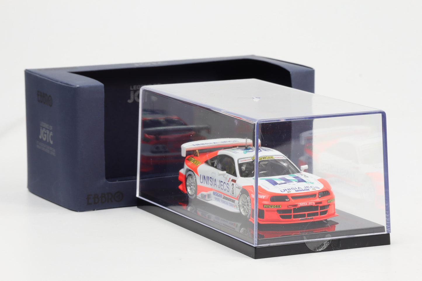 1:43 Ebbro Unisa JECS Nissan Skyline R33 JGTC 1998 #3 M. Hasemi T Tanaka diecast