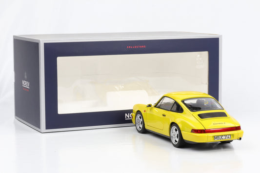 1:18 Porsche 911 964 Carrera 2 Coupe gelb 1990 Norev 187328 full opening
