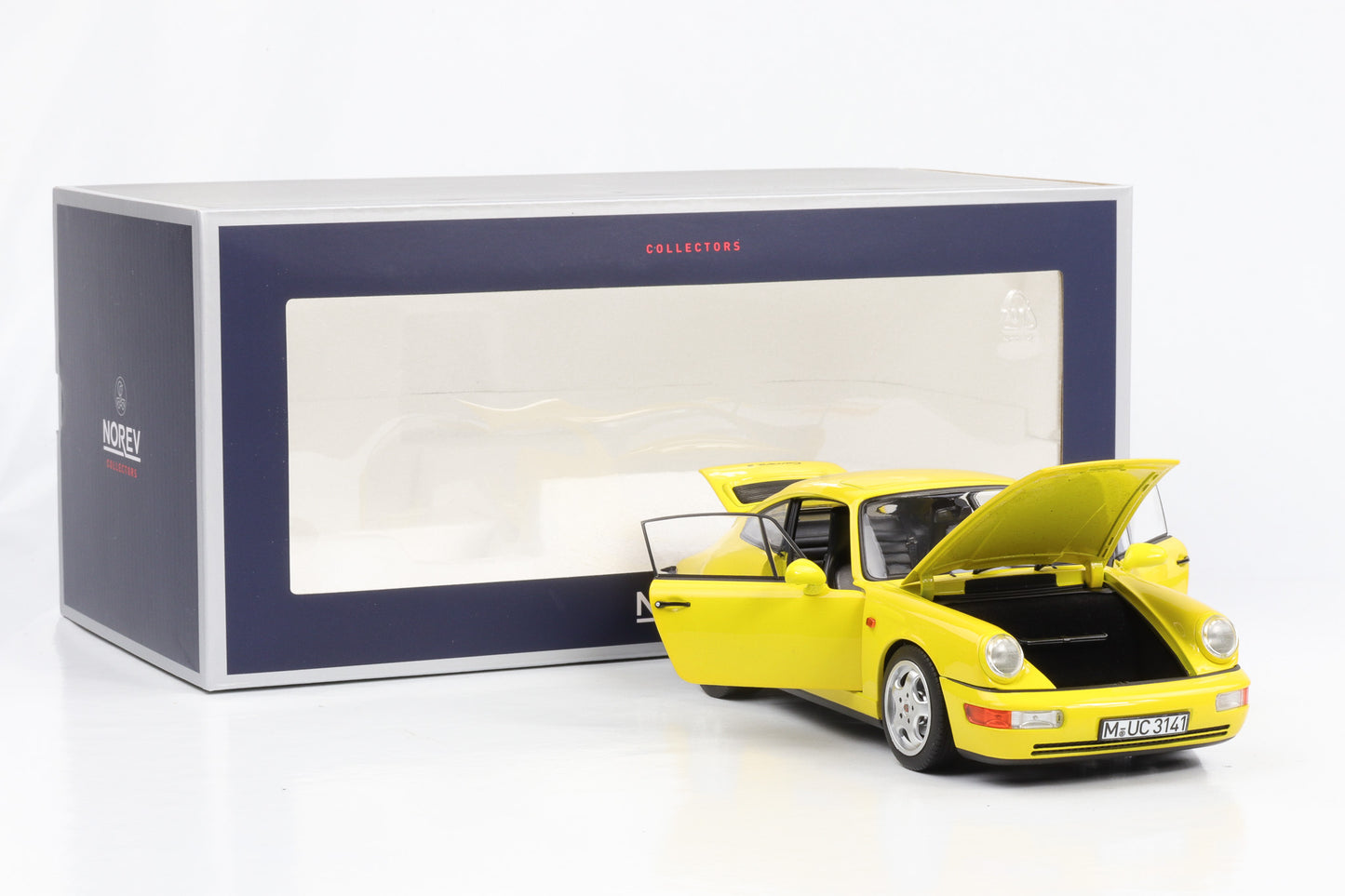 1:18 Porsche 911 964 Carrera 2 Coupe gelb 1990 Norev 187328 full opening