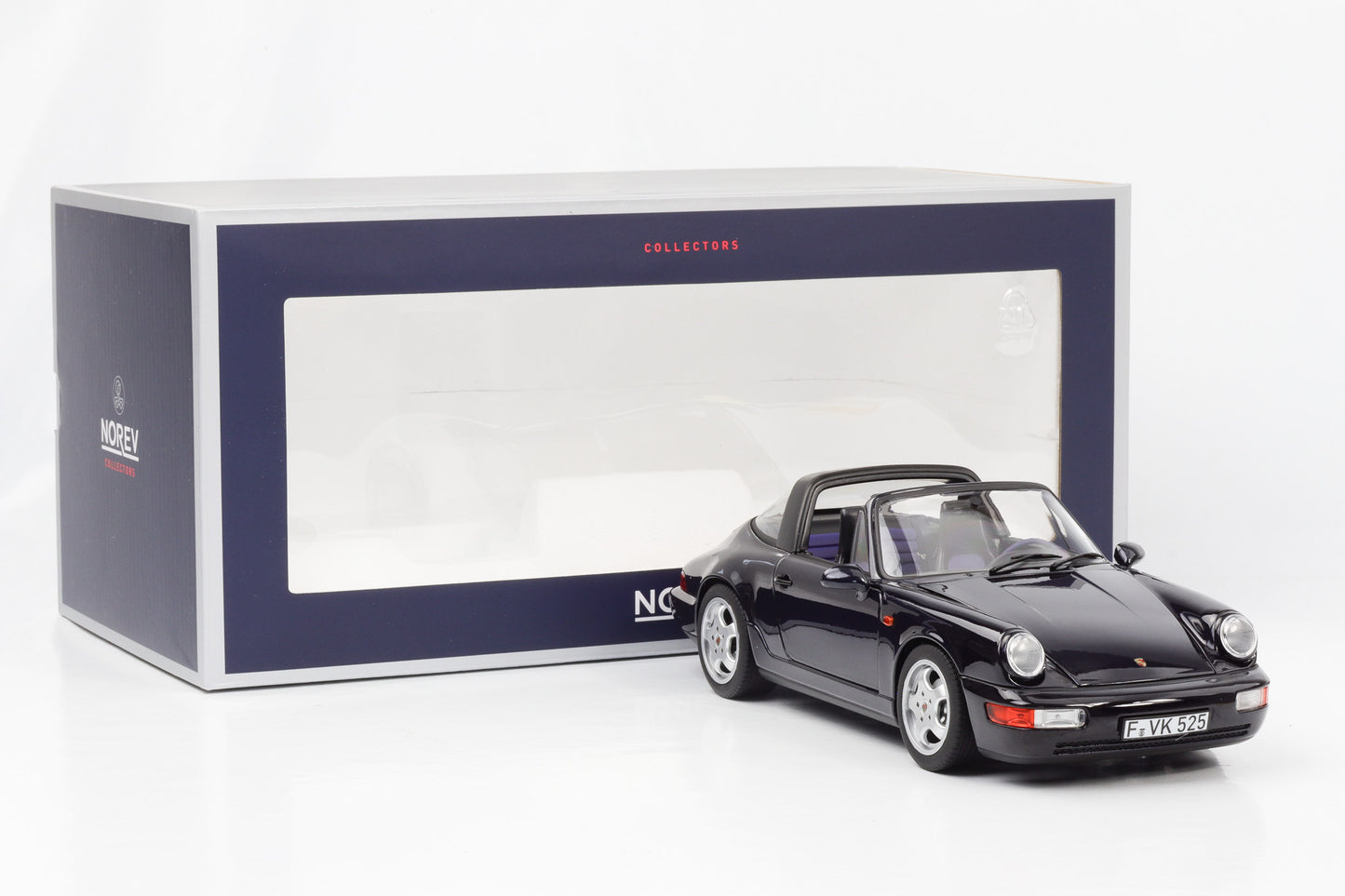 1:18 Porsche 911 964 Carrera 4 Targa blau metallic 1991 Norev 187340 full opening