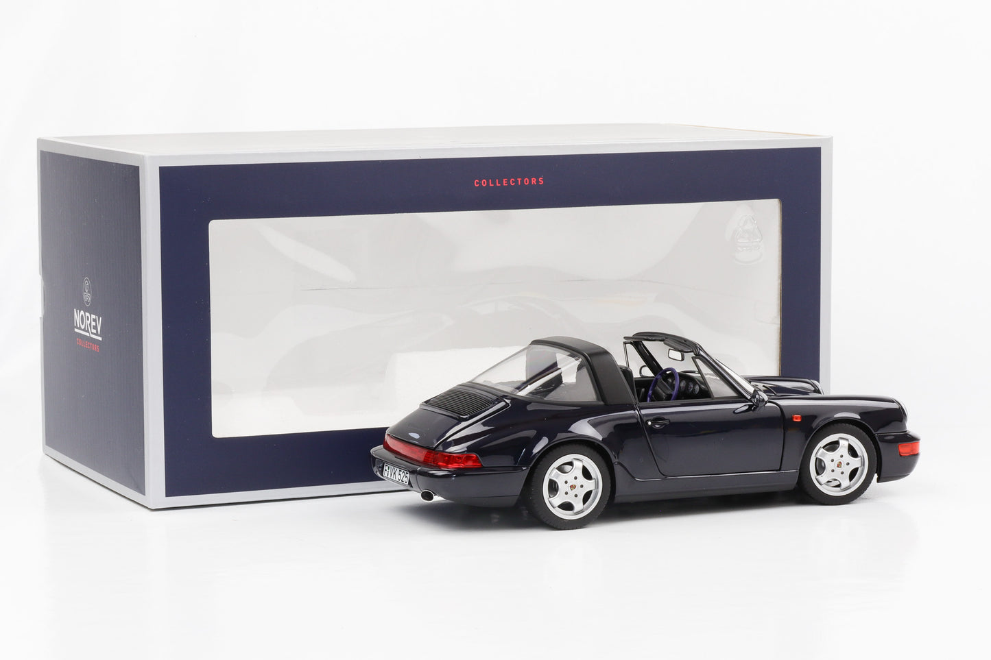 1:18 Porsche 911 964 Carrera 4 Targa blau metallic 1991 Norev 187340 full opening