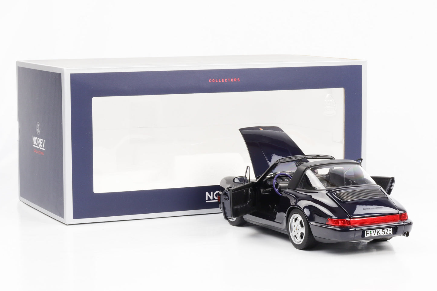 1:18 Porsche 911 964 Carrera 4 Targa blau metallic 1991 Norev 187340 full opening