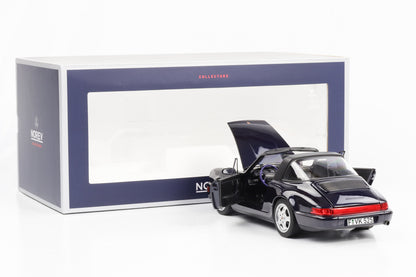 1:18 Porsche 911 964 Carrera 4 Targa blau metallic 1991 Norev 187340 full opening