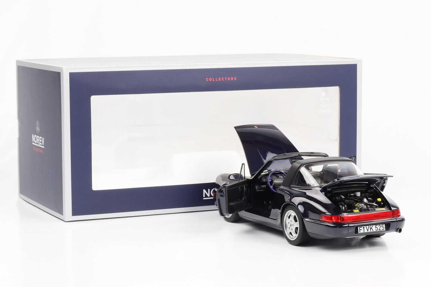 1:18 Porsche 911 964 Carrera 4 Targa blau metallic 1991 Norev 187340 full opening