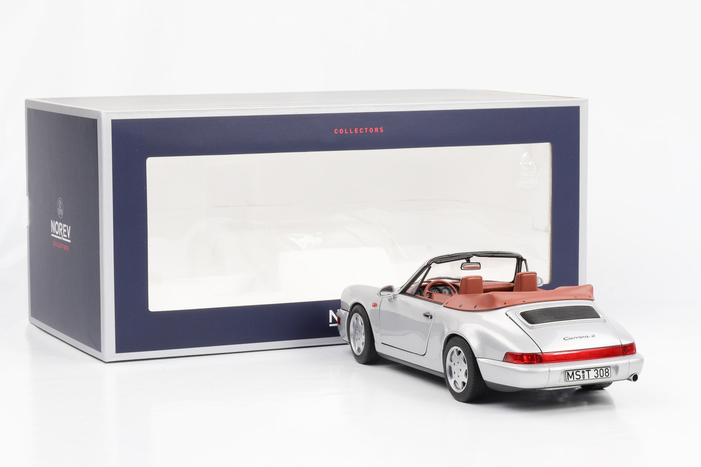 1:18 Porsche 911 964 Carrera 2 Cabriolet silber 1991 Norev 187330 full opening