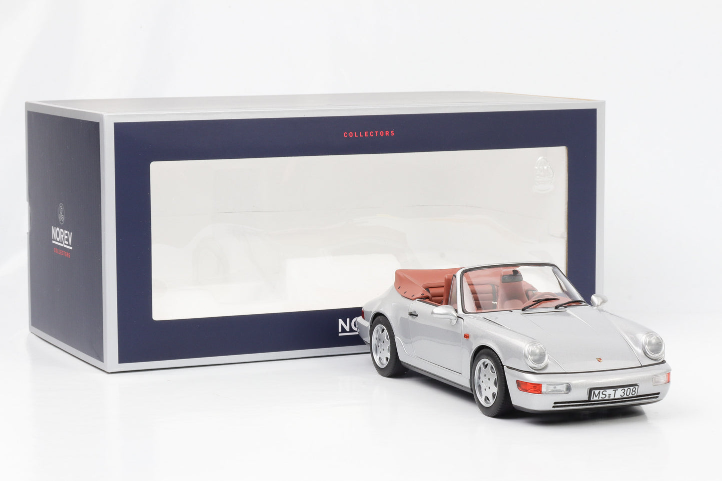 1:18 Porsche 911 964 Carrera 2 Cabriolet silber 1991 Norev 187330 full opening