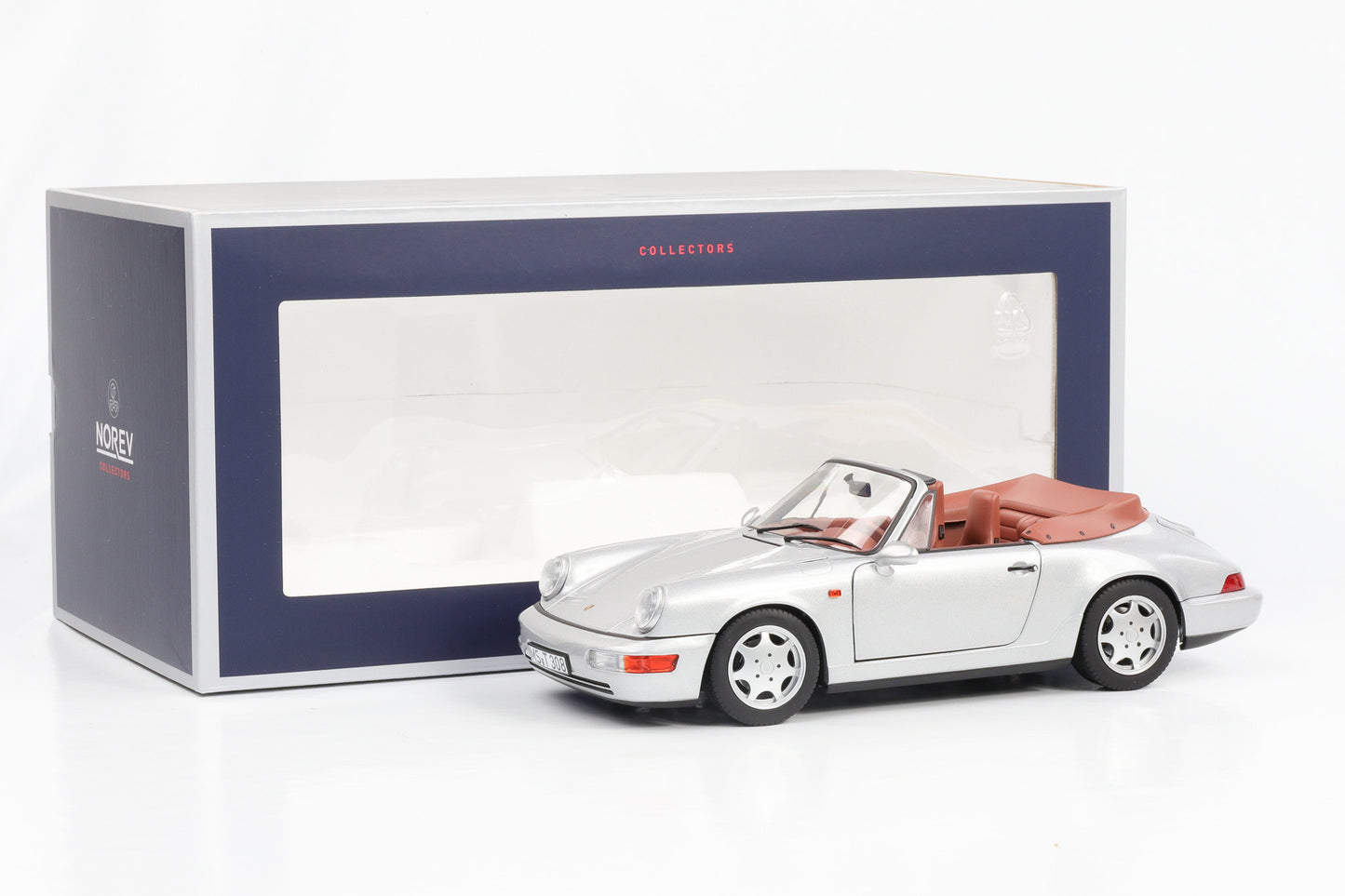 1:18 Porsche 911 964 Carrera 2 Cabriolet silber 1991 Norev 187330 full opening