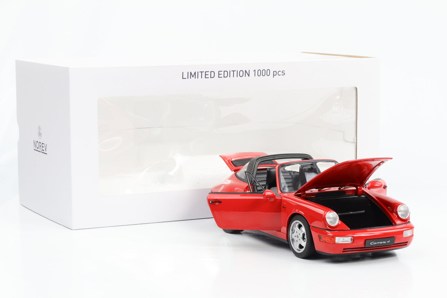 1:18 Porsche 911 964 Carrera 4 Targa rot 1991 Norev 187325 full opening