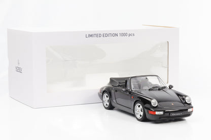 1:18 Porsche 911 964 Carrera 4 Cabriolet black metallic 1991 Norev 187332 full opening