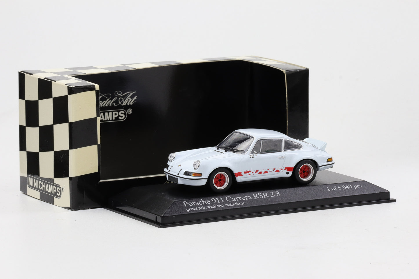 1:43 Minichamps Porsche 911 Carrera RSR 2.8 1973 grand-pirx-weiß mit indischrot