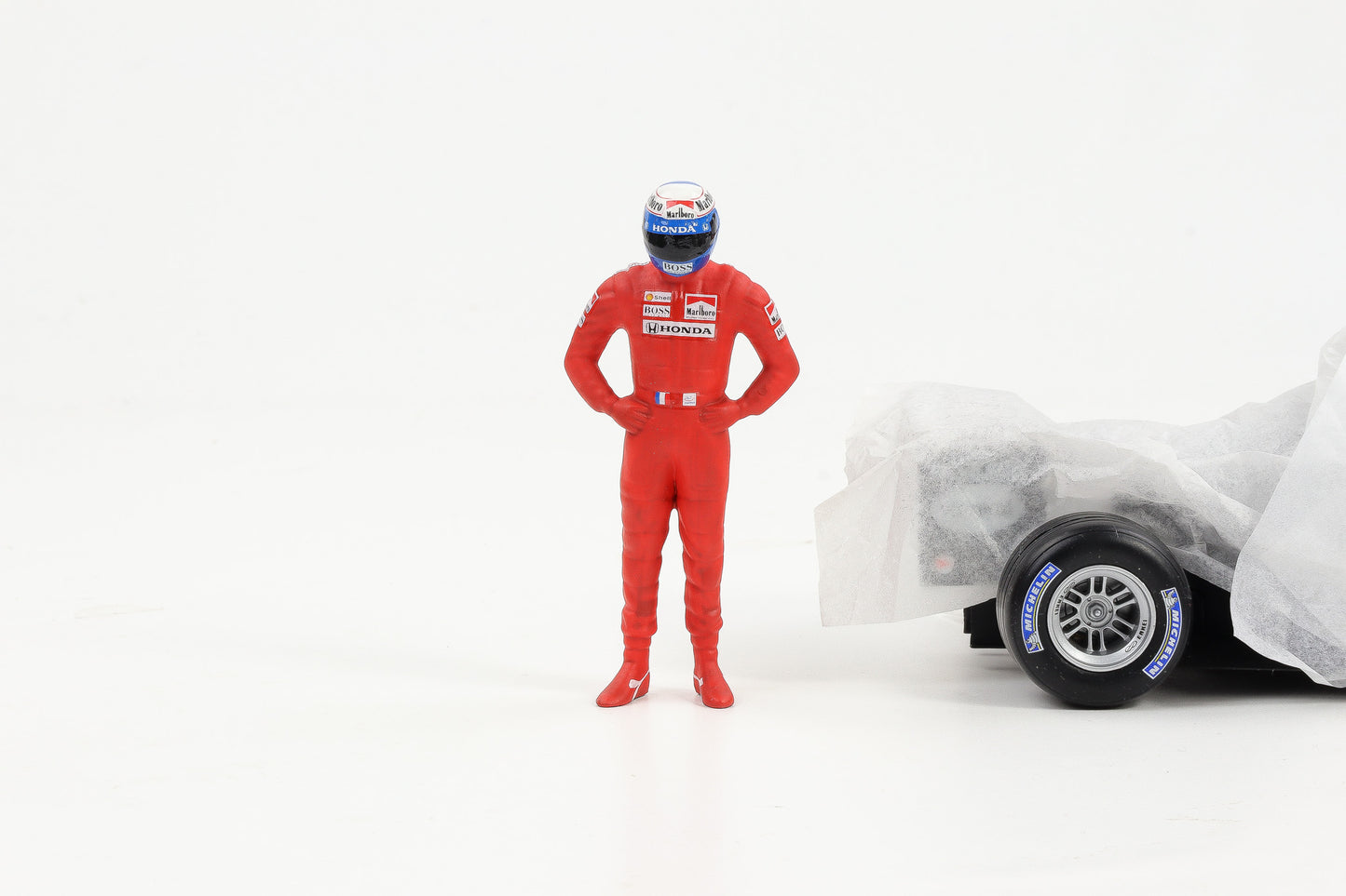 1:18 Cartrix Figur Prost McLaren Honda 1989 Formel 1 ca. 10cm bemalt