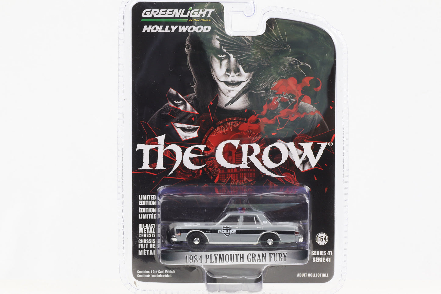 1:64 The Crow 1984 Plymouth Gran Fury Police Car Greenlight Hollywood