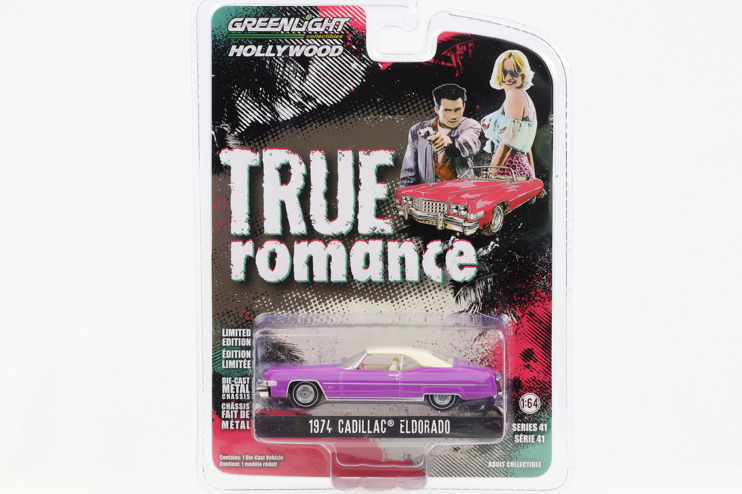 1:64 True Romance 1974 Cadillac Eldorado lila Greenlight Hollywood