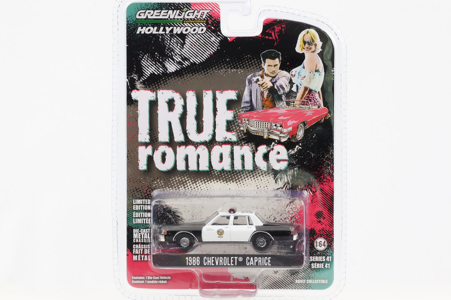 1:64 True Romance 1986 Chevrolet Caprice Police Car Greenlight Hollywood