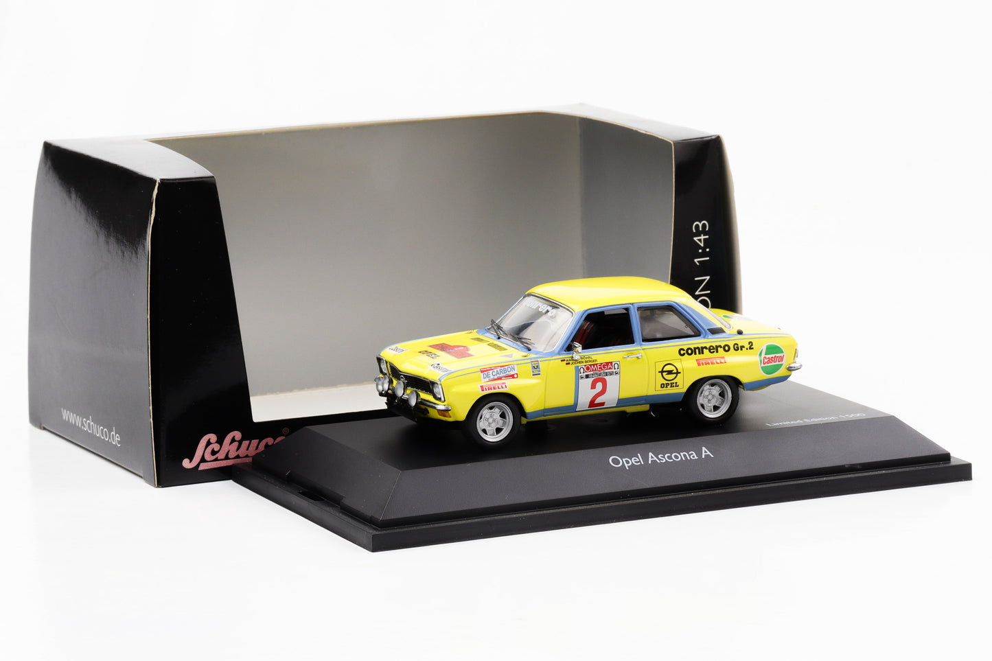 1:43 Opel Ascona A Rallye Conrero #2 gelb Schuco diecast