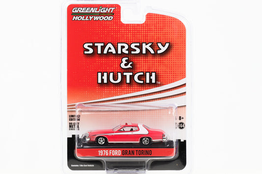 1:64 Starsky &amp; Hutch 1976 Ford Gran Torino red-white dirty Greenlight Hollywood