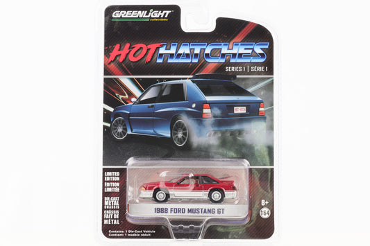 1:64 Hot Hatches Series 1 - 1988 Ford Mustang GT dunkelrot-silber Greenlight