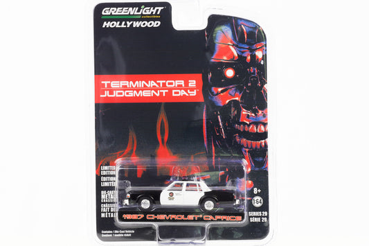 1:64 Terminator 2 Judgment Day 1987 Chevrolet Caprice Polizeiwagen Greenlight Hollywood