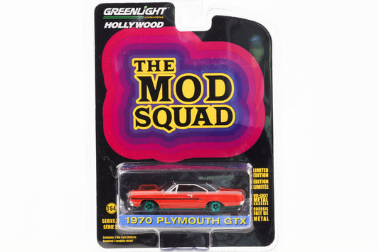 1:64 The MOD Squad 1970 Plymouth GTX Green Machine Greenlight Hollywood