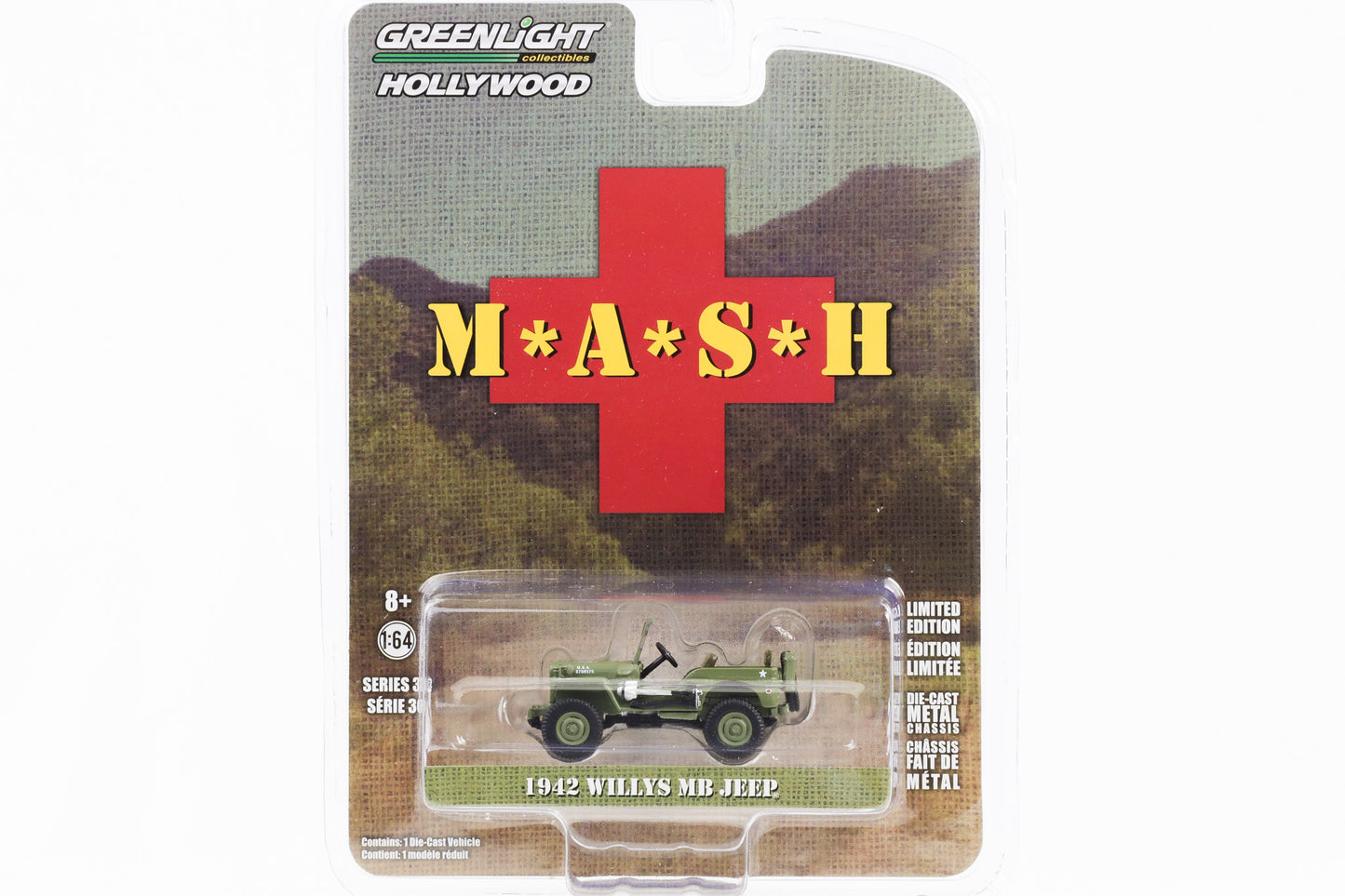 1:64 MASH 1942 Willys MB Jeep green Greenlight Hollywood