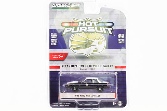 1:64 Hot Pursuit 1982 Ford Mustang SSP Texas Department of Public Safety Greenlight