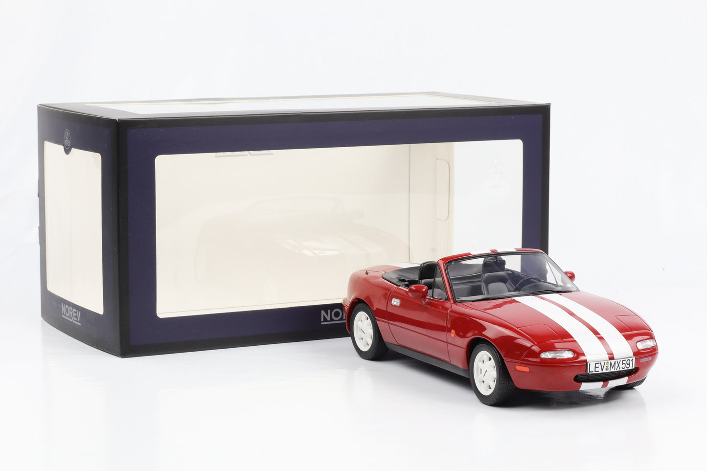 1:18 Mazda MX-5 rot mit weissen Streifen 1989 Norev 188021 limited