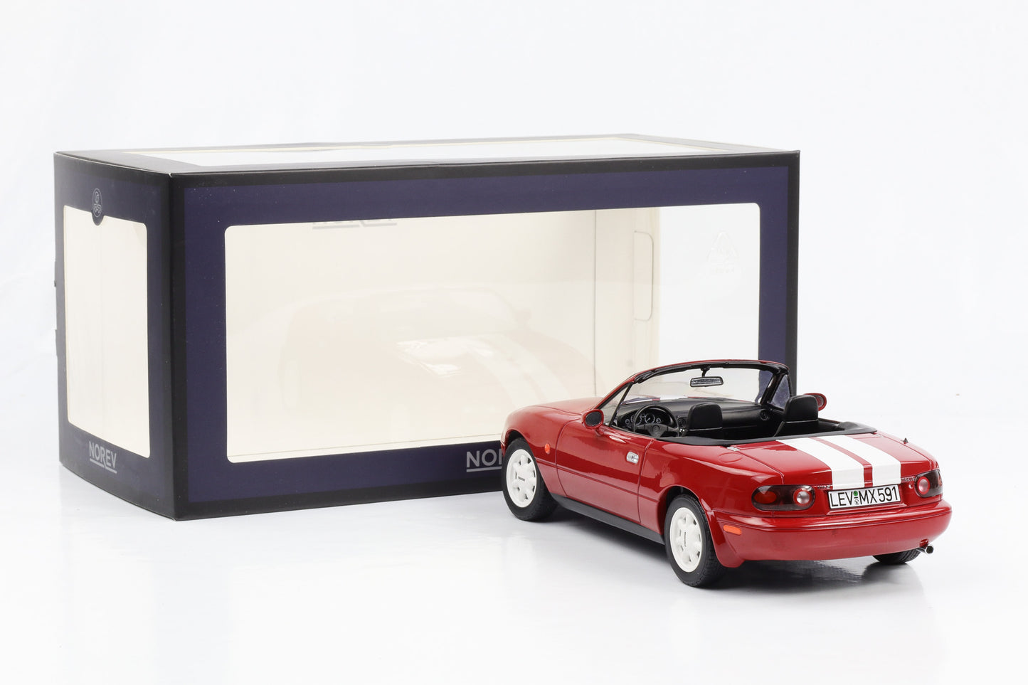 1:18 Mazda MX-5 rot mit weissen Streifen 1989 Norev 188021 limited