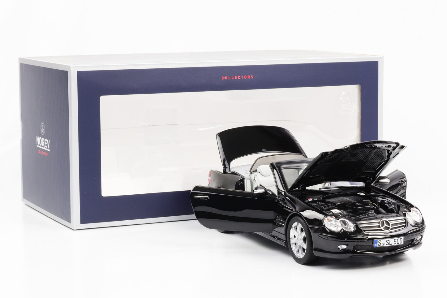 1:18 Mercedes-Benz SL500 R230 mit Hardtop schwarz 2003 Norev