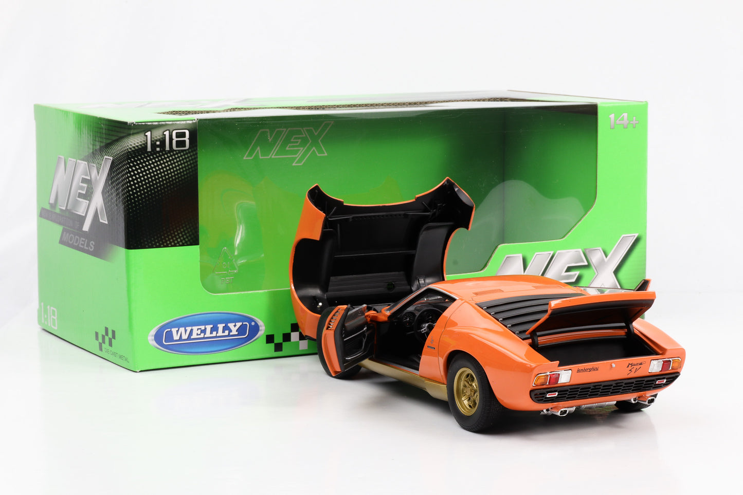 1:18 Lamborghini Miura SV 1971 orange Welly NEX diecast