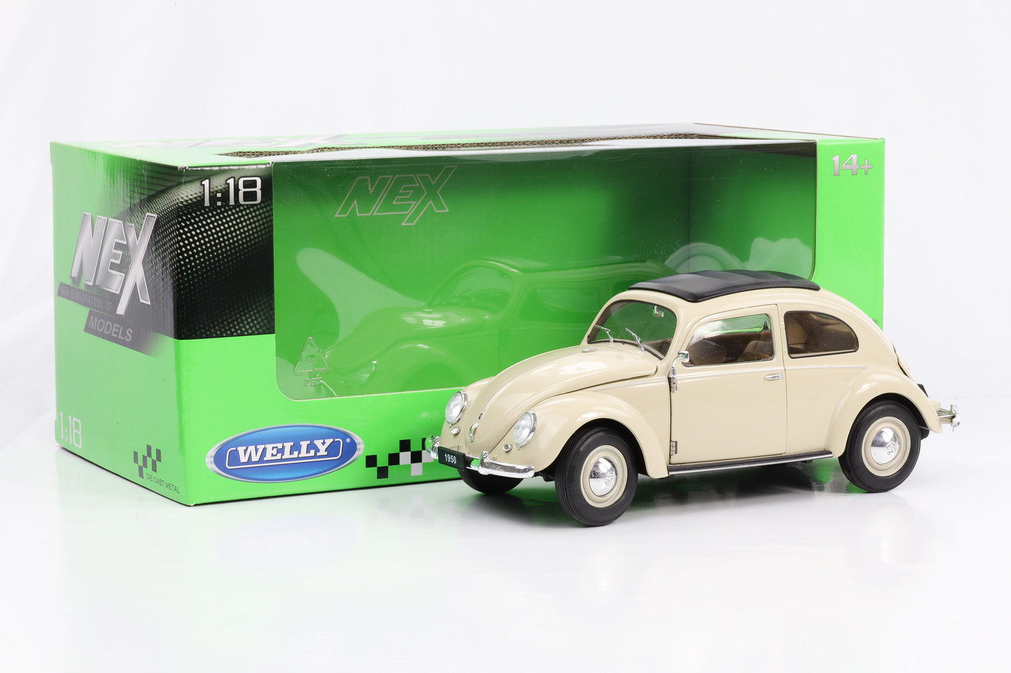 1:18 Volkswagen VW Classic Beetle 1950 beige Welly NEX diecast