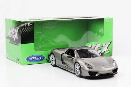 1:18 Porsche 918 Spyder silver 2012 Carbon Hardtop Welly NEX diecast