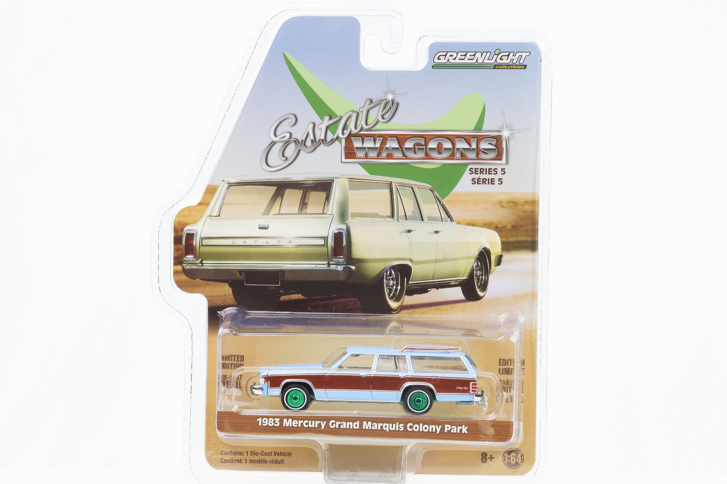 1:64 Estate Wagons Serie 5 1983 Mercury Grand Marquis Colony Park Green Machine Greenlight