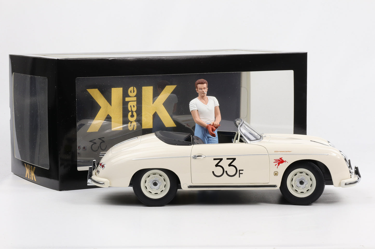 1:12 KK-Scale Porsche 356 A Speedster #33 weiss mit Figur James Dean 1955