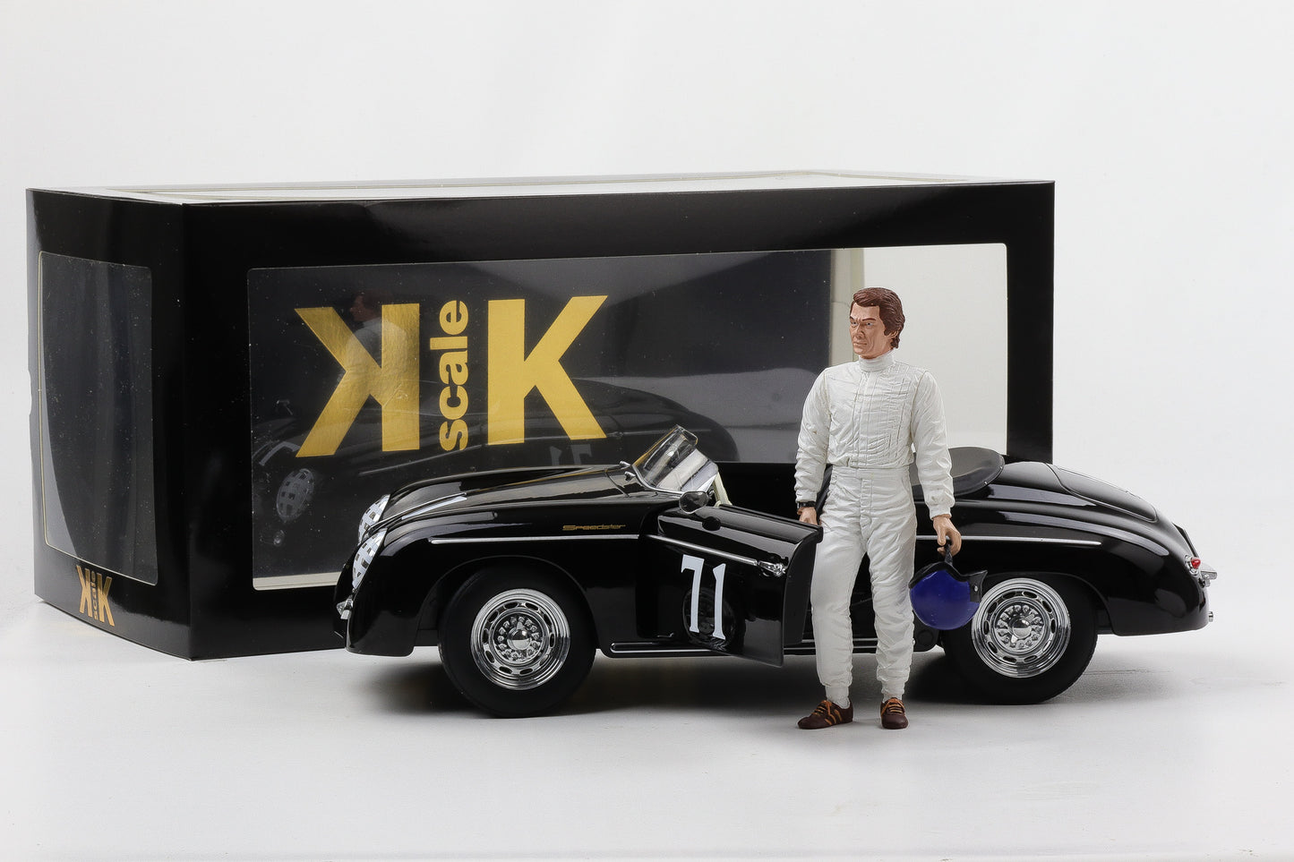 1:12 KK-Scale Porsche 356 A Speedster #71 schwarz mit Figur Steve McQueen 1955