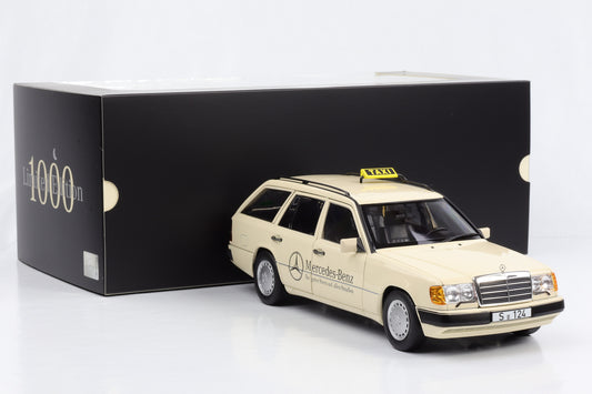 1:18 Mercedes-Benz 300 D T-Modell Taxi S 124 hellelfenbein 1989 1993 Norev Dealer